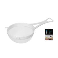 Chef Aid 18cm Wide Nylon Mesh Plastic Strainer in White - Ideal for Draining, Straining, and Washing Beans, Fruits, Vegetables, Sa