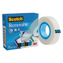 Scotch Removable Magic Tape 1 Roll 19 mm x 32.9 m - Repositionable Tape for Document Repair, Labelling & Sealing