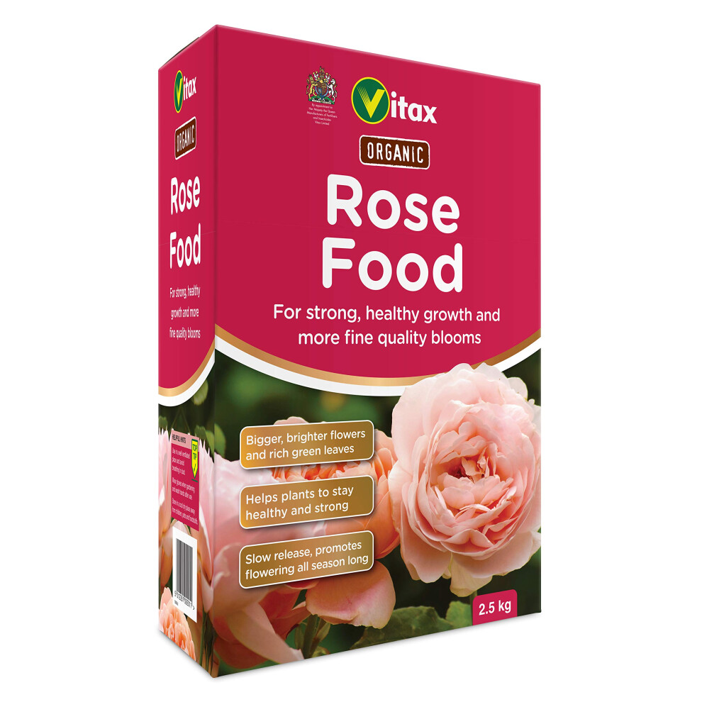 Vitax Organic Rose Food, Specially Tailored Nutrient Mix, Slow Release, 100% Organic, For Healthy Leaves And Bigger Blooms Of Flow