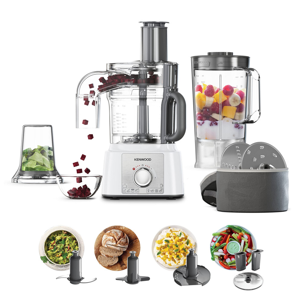 Kenwood Fdp65.860wh Food Processor With 9 Attachments. Express Serve And Dice, 1.5L Jug Blender And Mini Chopper, White