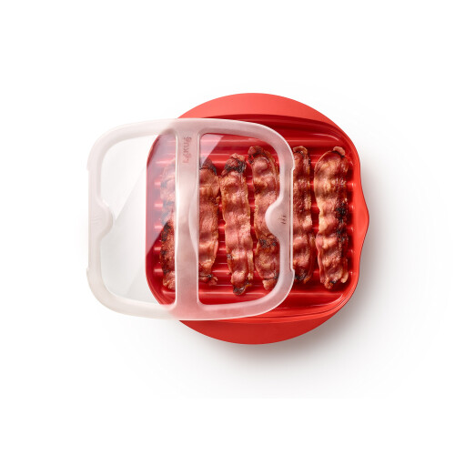Lékué Microwave Bacon Cooker with Lid, Red