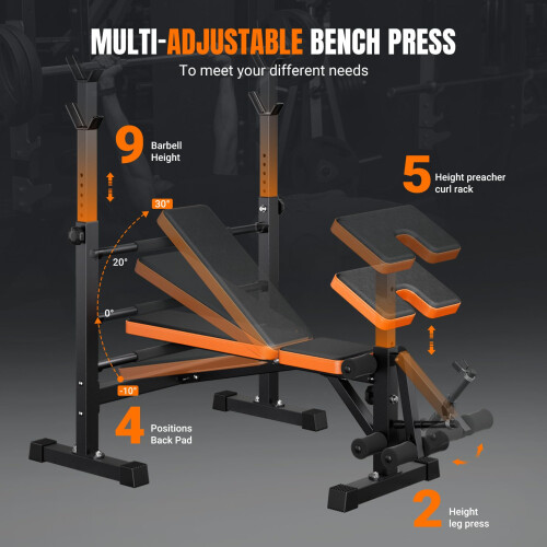 YOLEO Multi-Function 6 in 1 Weight Bench - Adjustable Leg Press, 1