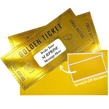 2 Deluxe Golden Ticket Surprise Scratch Off Card | Personalised Gold Gift | Birthday Present Ideas | Personalised Gifts for Him