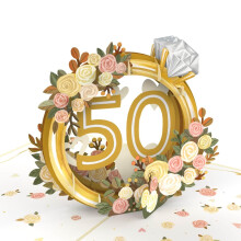 papercrush 3D Pop-Up Card Golden Wedding - Elegant Gold Wedding Anniversary Giftcard for 50th Anniversary for Women & Men (Wife and Husband)