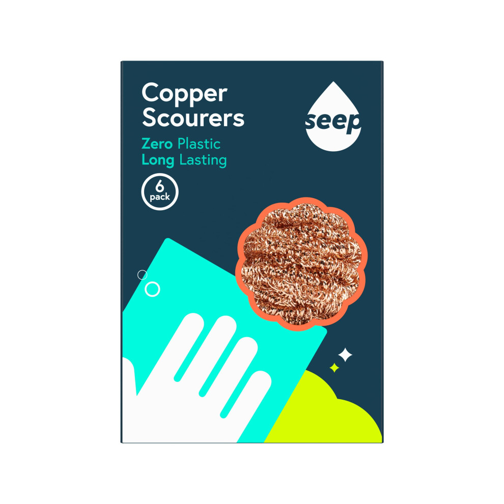 Seep Recyclable Wire Metal Copper Scourer Pads 6 Pack - Spiral 100%