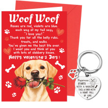 XINDY Valentines Card from the Dog, Valentines Card to Dog Mum and Dog Dad, Happy Valentine's Day Card Keyring Valentine Gifts for Him or Her with