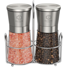 Oliver's Kitchen Salt & Pepper Grinder Set - 2X Premium Quality Ceramic Grinders - Easy to Fill & Use - Season to Perfection wit