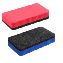 2pcs White Board Erasers with Thick Felt Pad, Dry Eraser for Whiteboard & Chalkboard, Home Office Classroom Use (Red + Blue)