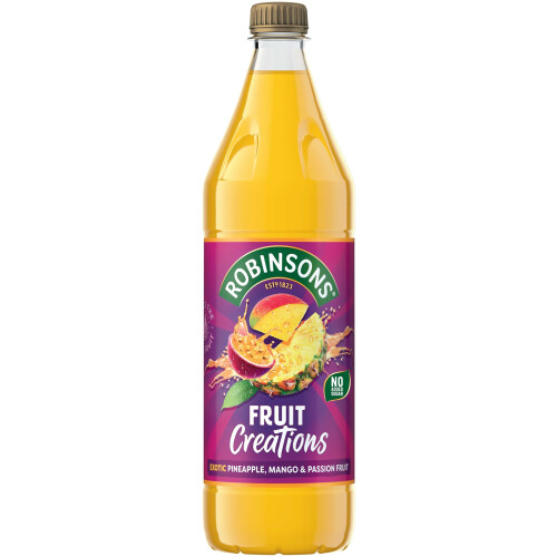 Robinsons Fruit Creations, Real Fruit Squash, Low Calorie, Exotic Pineapple, Mango and Passion Fruit, 1 Litre