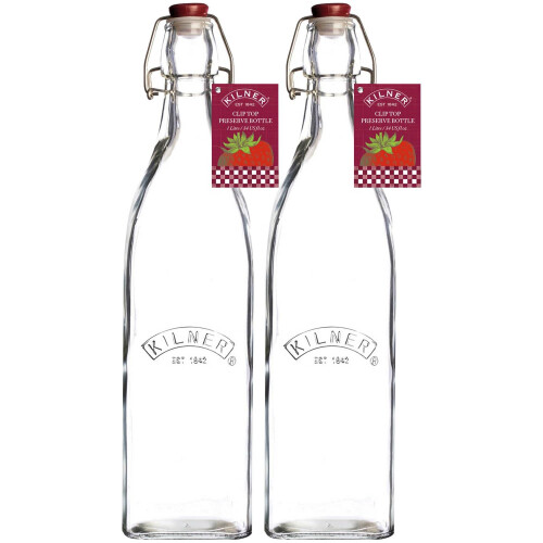 Kilner Kilner Clip Top Preserver Bottle 1Litre (Twin Pack)