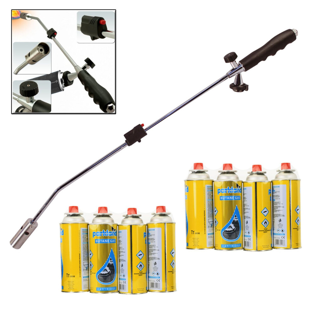 Bond Hardware Butane Gas Weed Wand Blowtorch Garden Torch Weeds Killer Burner + 8 Gas Refills