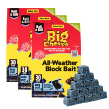 The Big Cheese All-Weather Bait Block Multi Pack x3-30 x 10g, Pest Control Product - Rat Killer For Mouse Traps, Damp-Proof, Weath