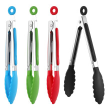 Pinenuts 4 Pcs Kitchen Tongs, 8” Non-Slip Stainless Steel Cooking Tongs with Locking Clip for Cooking, BBQ, Serving, Heat Resistan