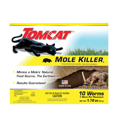 Tomcat Mole Killer(a) - Worm Bait - Includes 10 Worms per Box - Mimics a Mole's Natural Food Source - Ready-to-Use Mole Killer - E
