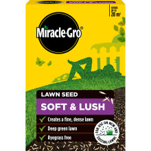 Miracle-Gro Soft & Lush Lawn Seed, Child and pet Friendly - Coverage 28m2 / 840g Box, Yellow