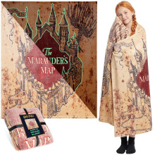 Harry Potter Glow in the Dark Blanket 130x150cm, Marauder’s Map Fleece Throw Blanket Sofa & Bed, Warm Cosy & All Season, Soft & Li