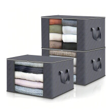 ASelected 3 Pack Clothes Storage Bag, 60L Underbed Storage Boxes with Lids, Foldable Moving Boxes with Clear Window Storage for Cl