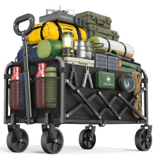 SURFOU Festival Trolley Cart, 100L Foldable Wagon with 360 All-Terrain Wheels & Drink Holders, 360lbs Capacity Heavy Lightweight