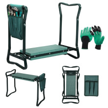 2 in 1 Heavy Duty Garden Kneeler Seat with Handles, Tool Pouch & Digging Gloves – Double Padded Foam Garden Kneeler Bench Stool fo