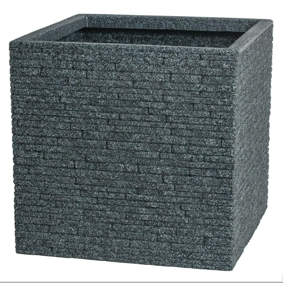 Strata Large Square Slate Effect Planter 38Cm In Ash