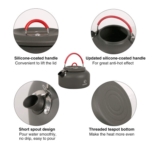 REDCAMP 0.8L Small Camping Kettle,Compact Lightweight Tea Kettle 2