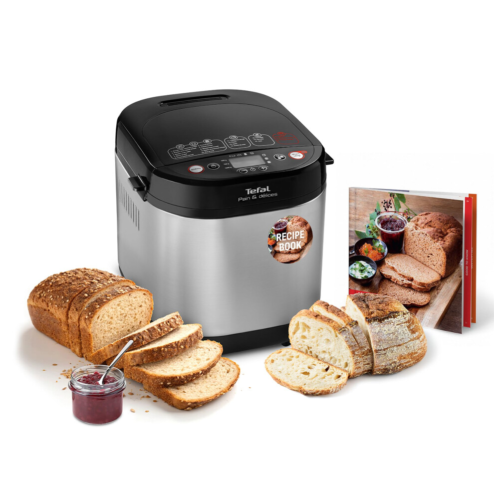 Tefal Breadmaker With Yoghurt Pot Accessory, 15 Hours Delay Start, Kitchen, 20 Auto Programs, Gluten-Free, Sourdough, Pizza Dough, Porridge, Brioche,