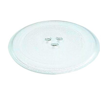 quailitas Microwave Plate - 255 mm Microwave Turntable Glass Tray w/ 3 Fixtures, Scratch-Resistant Plate