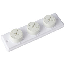 Merriway BH05865 Rubber Push In Triple Towel Cloth Holder Screw Fix - White