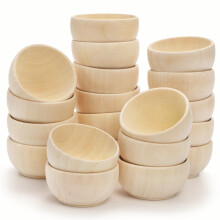 ZENFUN 20 Pcs Mini Wooden Pinch Bowls, 1.5 oz Unfinished Bowl Set for DIY Crafts, Condiment Bowls, Small Round Bowl for Sorting, D