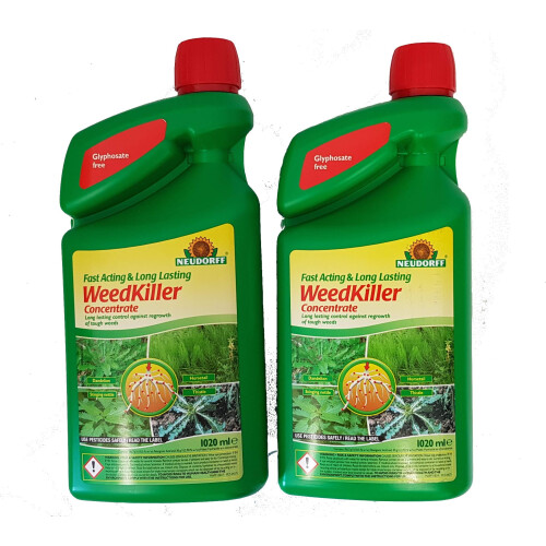 2X Neudorff 1L Superfast and Long Lasting Weed Killer Concentrate
