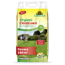Neudorff Organic CleanLawn, Lawn Fertiliser for a Thicker, Greener, Drought Resistant Lawn, Suppresses Moss and Weeds, 8 kg for 16
