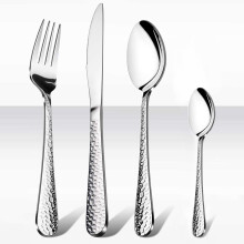 HaWare 16 Pieces Cutlery Set, Stainless Steel Hammered Flatware Silverware for Home/Office/Party/Camping, Knife Fork Spoon Eating