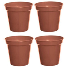 Whitefurze 4 Large Plastic Plant Pot 17cm 7Inch Vegetable Cultivation Pot Terracotta Colour