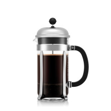Bodum French Press Chambord - 1L / 8 Cup Silver Coffee Maker - Heat-Resistant & Stainless Steel Filter - BPA-Free Dishwasher Safe