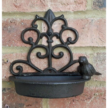 Natures Market BFCAST3 Cast Iron Wall Mounted Bird Bath/Feeder, Transparent, 18.8 x 18.2 x 5 cm