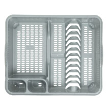 Homey Mart Large Dish Drainer Rack with Cutlery Holder – Strong Plastic Plate Drying Rack Holds Up to 12 Plates – Kitchen Sink Dra