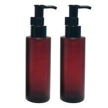 2PCS 100ml Amber Glass Bottles with Black Lotion Pumps Refillable Glass Liquid Soap Cream Dispenser Pump Bottles Containers for Ba
