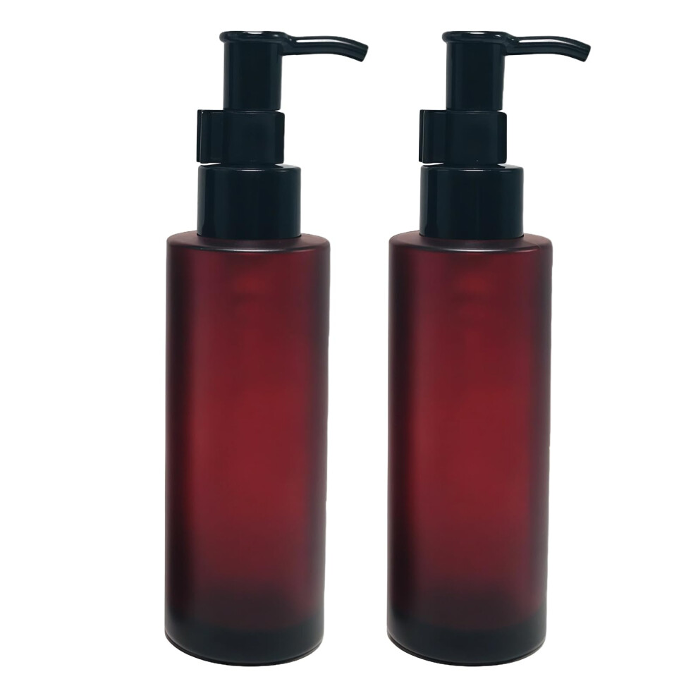 2Pcs 100Ml Amber Glass Bottles With Black Lotion Pumps Refillable Glass Liquid Soap Cream Dispenser Pump Bottles Containers For Ba 14768101