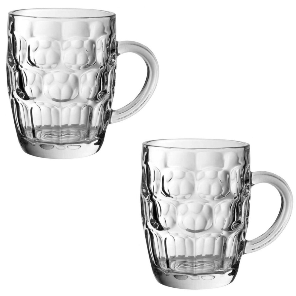 Arcoroc Traditional Glass Pint Tankards Ce - Set Of 2 | Also Known As Dimpled Beer Tankard, Britannia Pint Mug, Beer Stein, Beer Mug