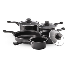 Value Plus Pendeford Cookware Set | Non-Stick Carbon Steel Pans, Tempered Glass Heat Resistant Lids | Easy Clean, Lightweight, Dis