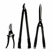 My Garden Hedge Shears Pruner Bypass Loppers Set of 3 - Heavy Duty Carbon Steel Blades Ergonomic Handles - Garden Pruning Kit for