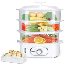 Aigostar 3 Tier Electric Food Steamer 12L, 900W Vegetable Steamer with 60 Minute Timer, BPA Free, Separate Rice Bowl and Stackable