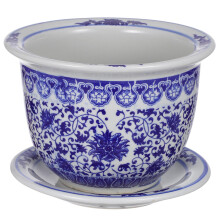 GANAZONO Chinese Porcelain Planter Blue and White Ceramic Flowerpot Extra Large Potted Plant Chinoiserie