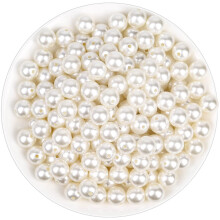 Pearl Beads for Craft, Anezus 200pcs Ivory Faux Fake Pearls, 12 MM Sew on Pearl Beads with Holes for Jewelry Making, Bracelets, Ne