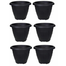 Whitefurze Traditional Design Round Venetian Planter 24cm Black (Pack of 6)