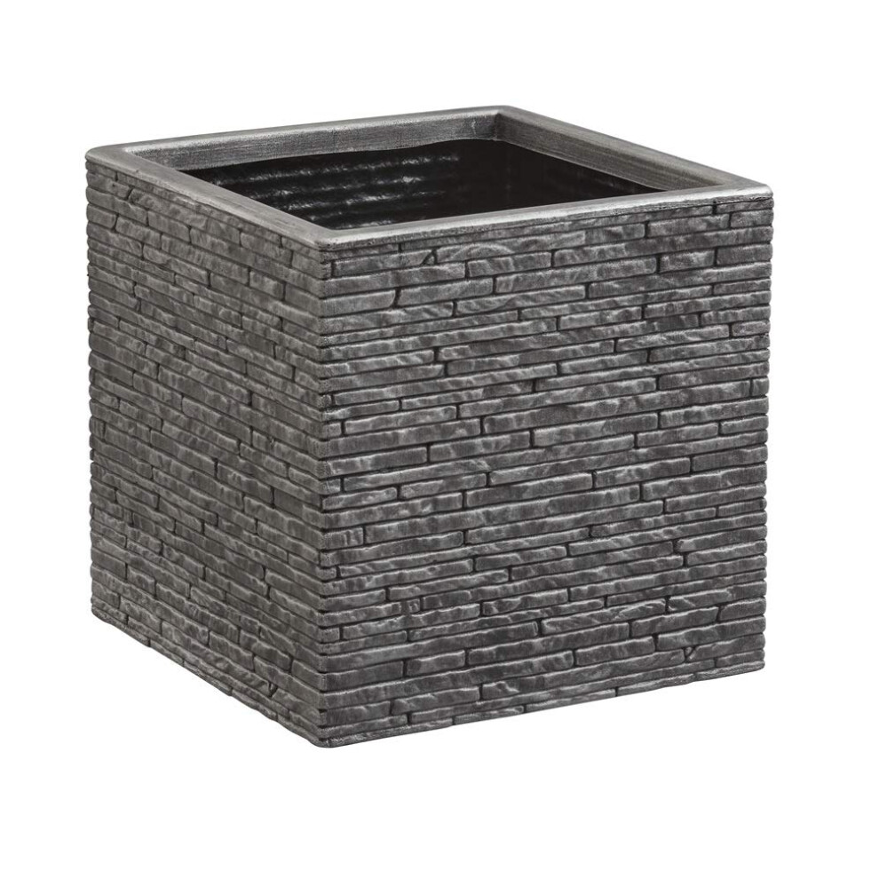 Strata 38Cm Brick Effect Square Pot Grey/Silver