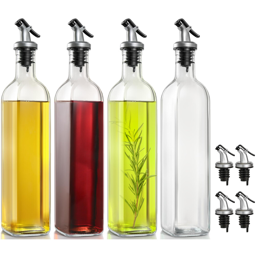 Miusite Olive Oil Dispenser Bottle, Glass Cooking Oil Dispenser Bottle For Kitchen,Oil And Vinegar Dispenser Set Of 4, Oil Drizzle
