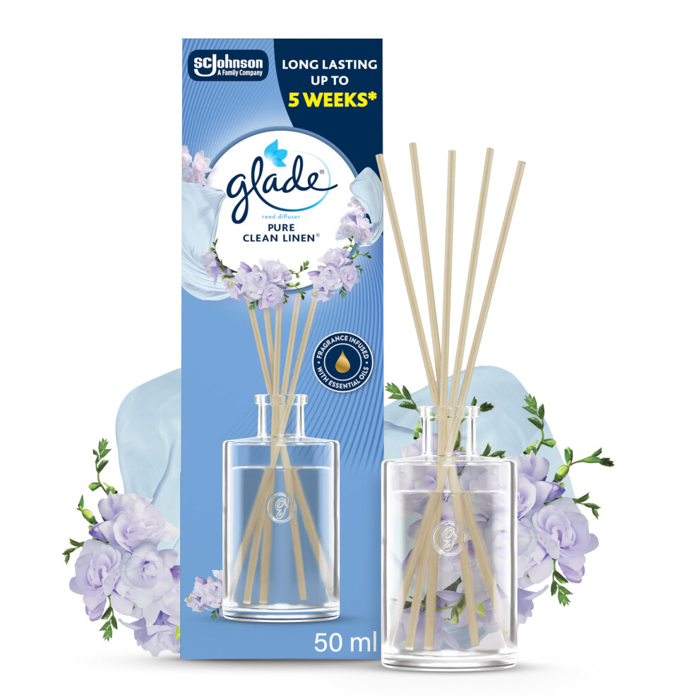 Glade Reed Diffuser, Home Fragrance Infused With Essential Oils, Room Air Freshener With Up To 5 Weeks Of Continuous Fragrance, Cl