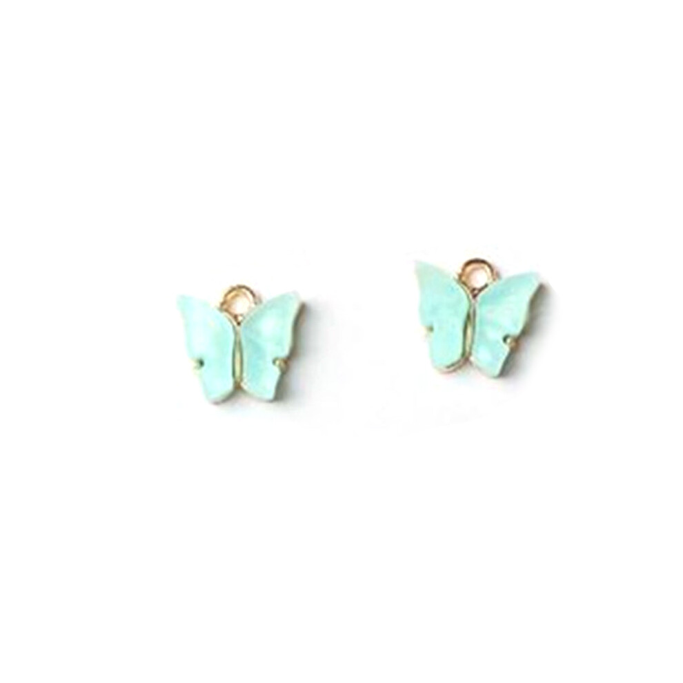 (Light Green) 10Pcs Alloy Acrylic Butterfly Pendants Diy Handmade Jewelry For Necklace Bracelet 110691714886