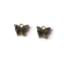 (Black) 10PCS Alloy Acrylic Butterfly Pendants DIY Handmade Jewelry For Necklace Bracelet